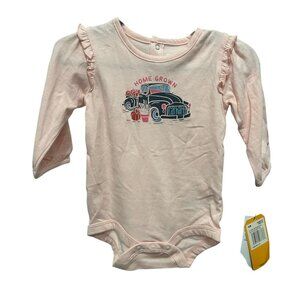 Baby Girls Carhartt Home Grown Long Sleeve Bodysuit Rose Quartz Cotton Sz 6M